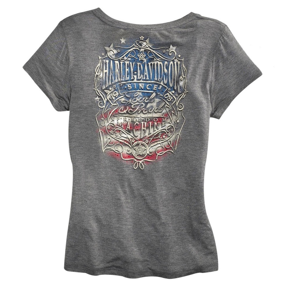 Harley-Davidson Loud and Proud V Neck Henley Top - XS